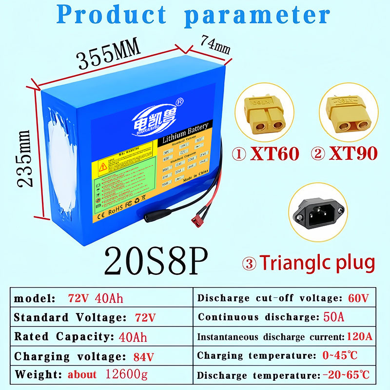 72V 40Ah 30Ah 20Ah 10Ah 21700  - 60V 50Ah Electric Scooter Battery recension och pris